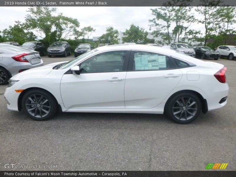 Platinum White Pearl / Black 2019 Honda Civic EX-L Sedan