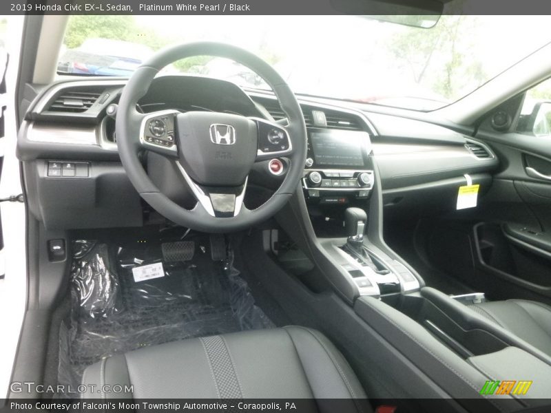 Platinum White Pearl / Black 2019 Honda Civic EX-L Sedan