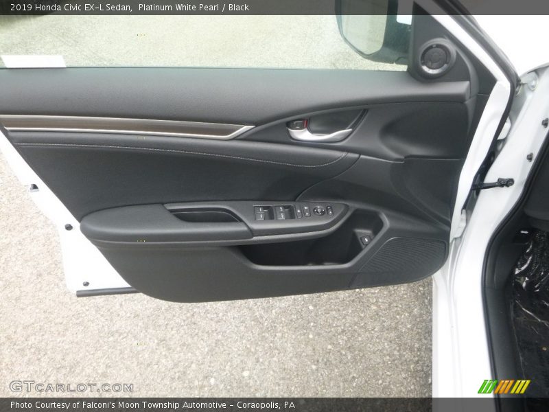 Platinum White Pearl / Black 2019 Honda Civic EX-L Sedan
