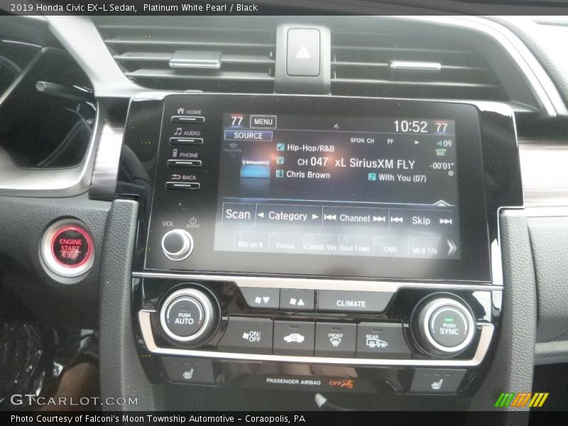 Platinum White Pearl / Black 2019 Honda Civic EX-L Sedan