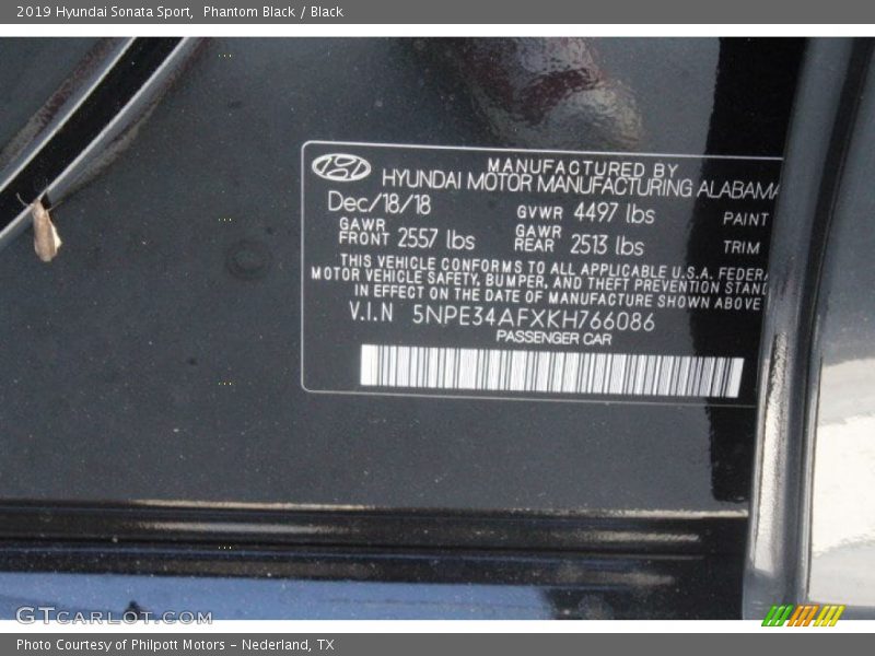 Phantom Black / Black 2019 Hyundai Sonata Sport