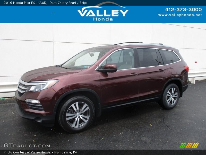 Dark Cherry Pearl / Beige 2016 Honda Pilot EX-L AWD