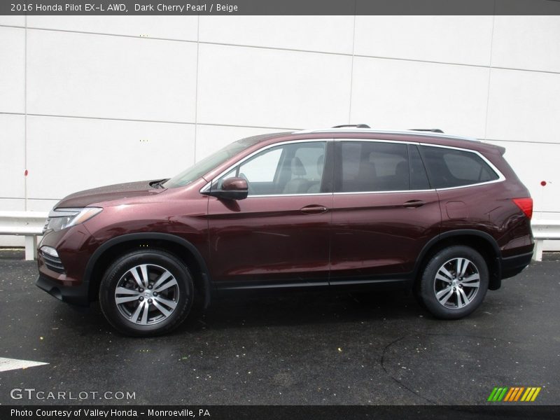 Dark Cherry Pearl / Beige 2016 Honda Pilot EX-L AWD