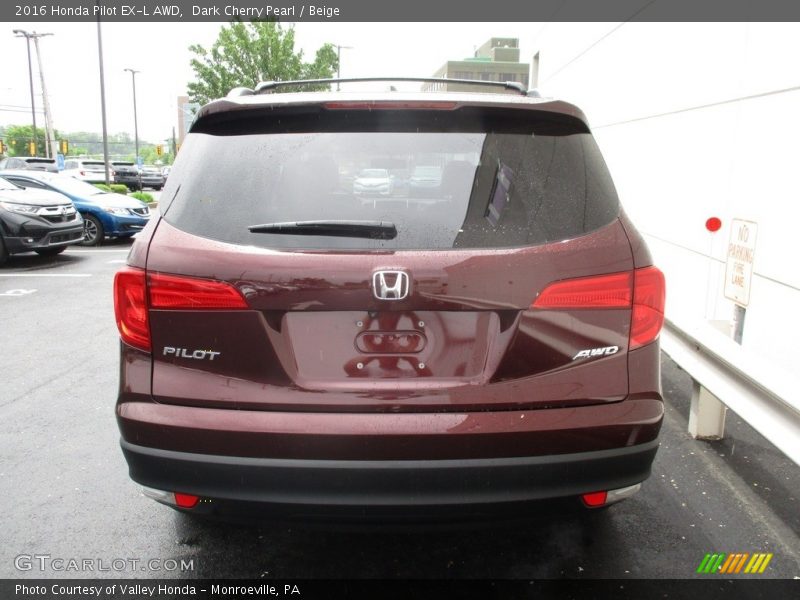 Dark Cherry Pearl / Beige 2016 Honda Pilot EX-L AWD