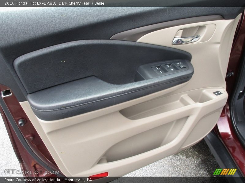 Dark Cherry Pearl / Beige 2016 Honda Pilot EX-L AWD