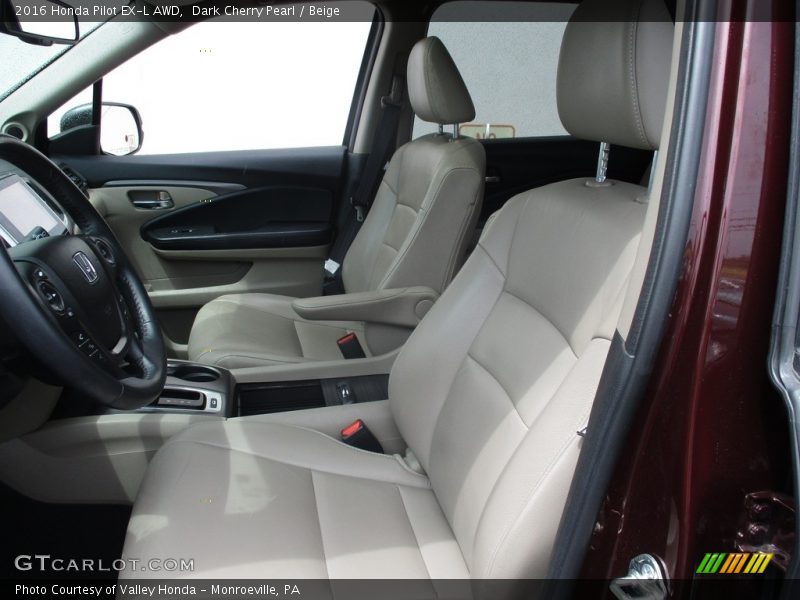 Dark Cherry Pearl / Beige 2016 Honda Pilot EX-L AWD