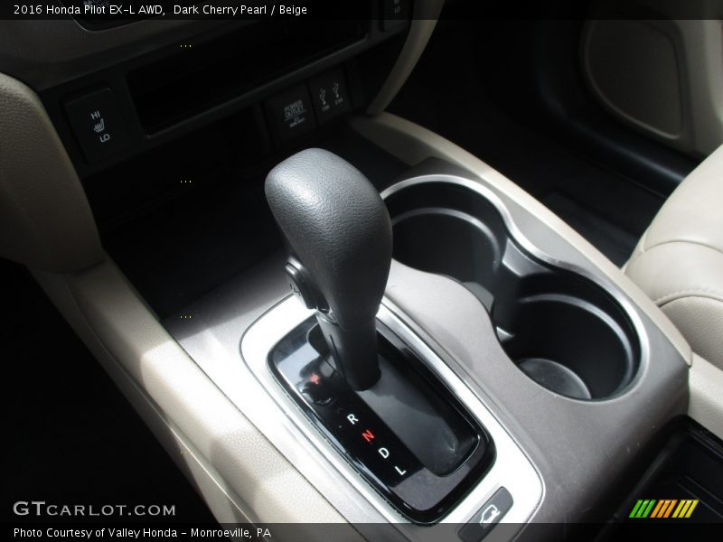 Dark Cherry Pearl / Beige 2016 Honda Pilot EX-L AWD