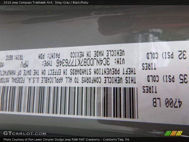 Sting-Gray / Black/Ruby 2019 Jeep Compass Trailhawk 4x4