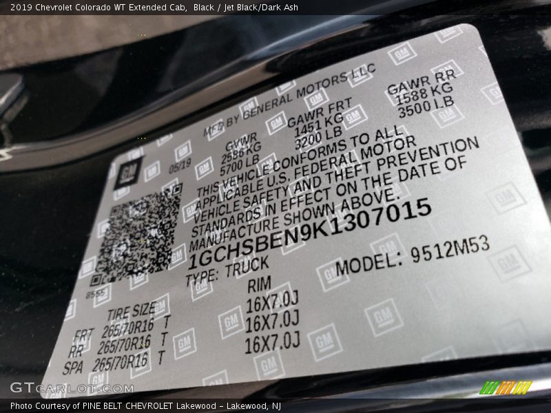 Black / Jet Black/Dark Ash 2019 Chevrolet Colorado WT Extended Cab