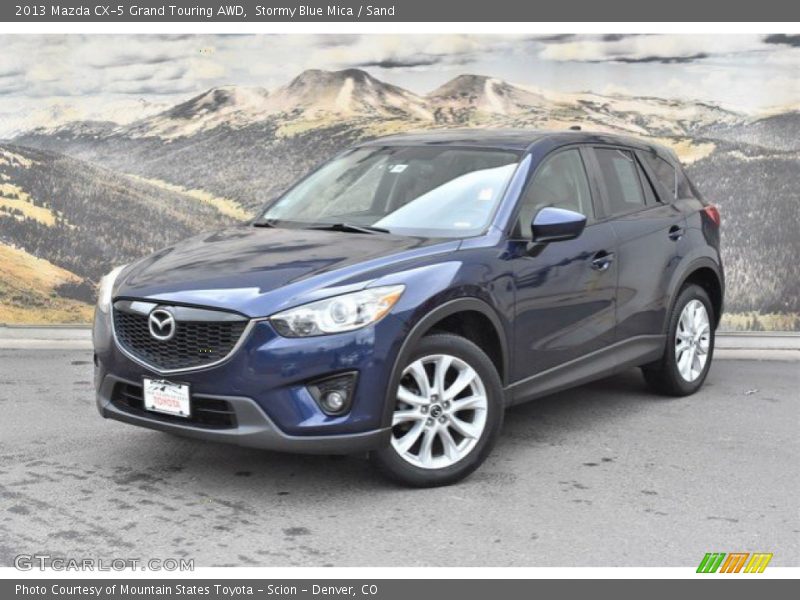 Stormy Blue Mica / Sand 2013 Mazda CX-5 Grand Touring AWD