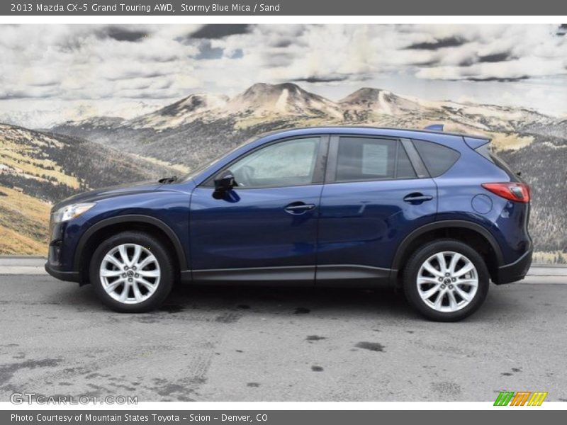 Stormy Blue Mica / Sand 2013 Mazda CX-5 Grand Touring AWD