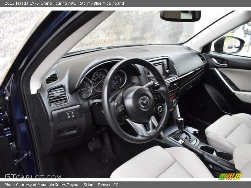 Stormy Blue Mica / Sand 2013 Mazda CX-5 Grand Touring AWD