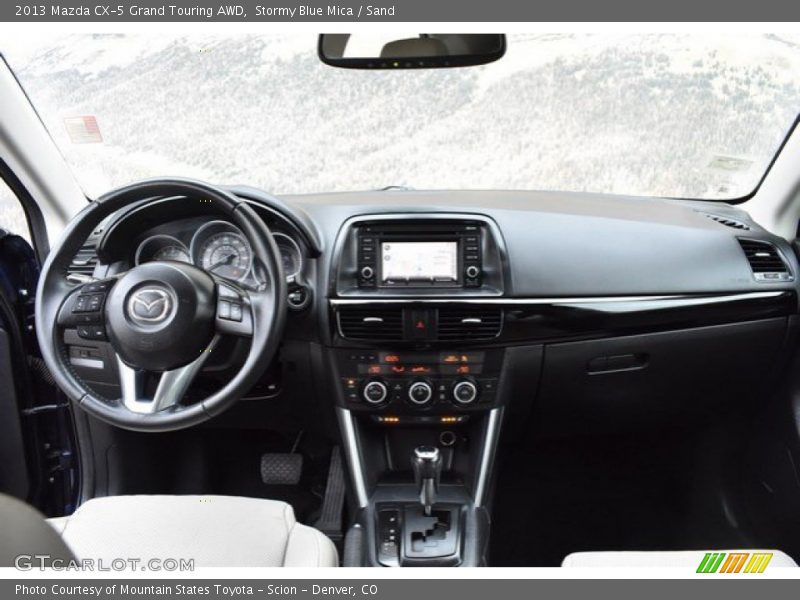 Stormy Blue Mica / Sand 2013 Mazda CX-5 Grand Touring AWD