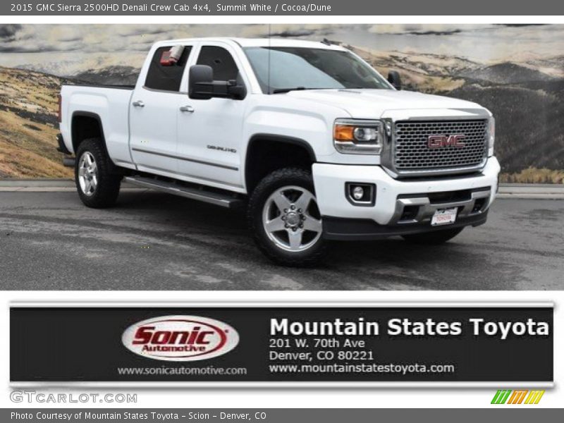 Summit White / Cocoa/Dune 2015 GMC Sierra 2500HD Denali Crew Cab 4x4