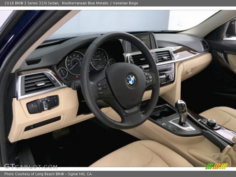 Mediterranean Blue Metallic / Venetian Beige 2018 BMW 3 Series 320i Sedan