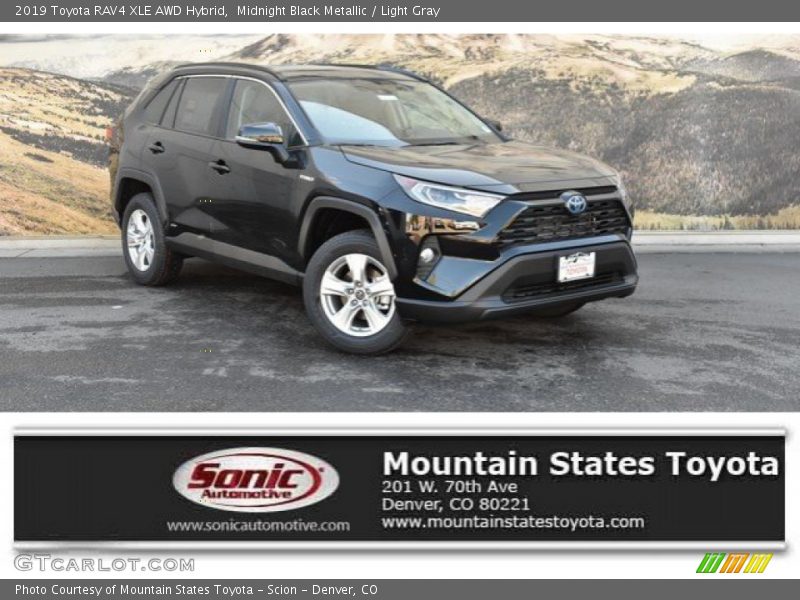 Midnight Black Metallic / Light Gray 2019 Toyota RAV4 XLE AWD Hybrid