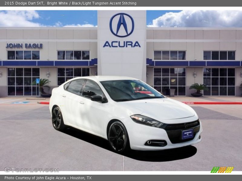Bright White / Black/Light Tungsten Accent Stitching 2015 Dodge Dart SXT