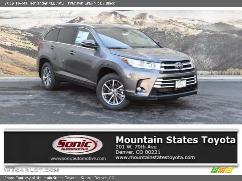 Predawn Gray Mica / Black 2019 Toyota Highlander XLE AWD