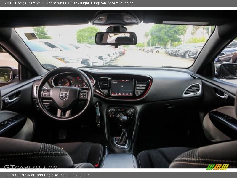 Bright White / Black/Light Tungsten Accent Stitching 2015 Dodge Dart SXT