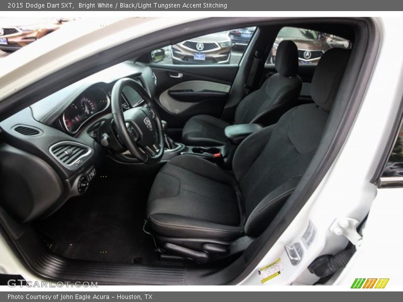 Bright White / Black/Light Tungsten Accent Stitching 2015 Dodge Dart SXT
