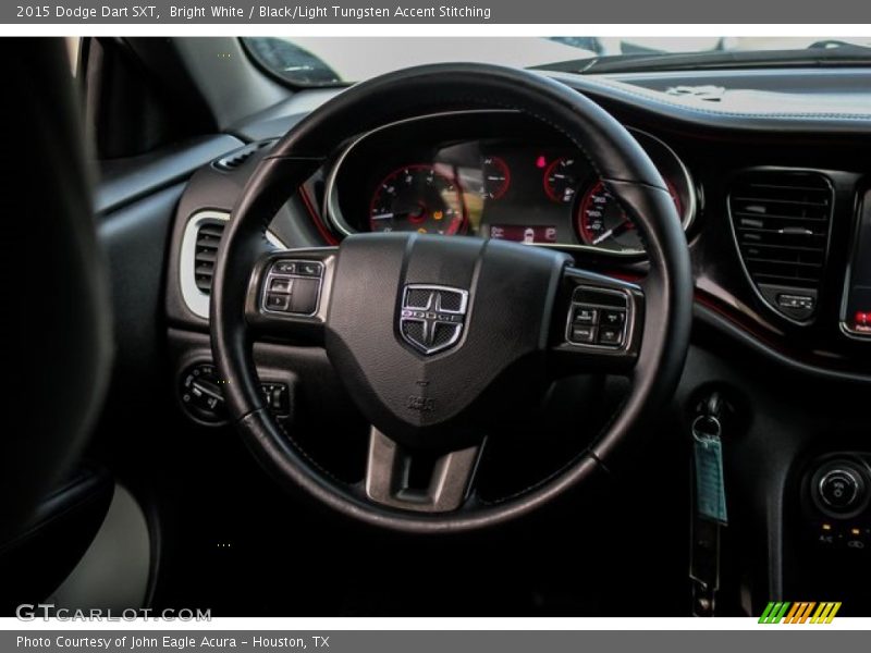 Bright White / Black/Light Tungsten Accent Stitching 2015 Dodge Dart SXT