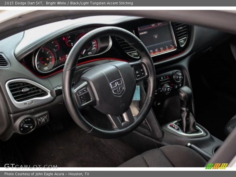 Bright White / Black/Light Tungsten Accent Stitching 2015 Dodge Dart SXT