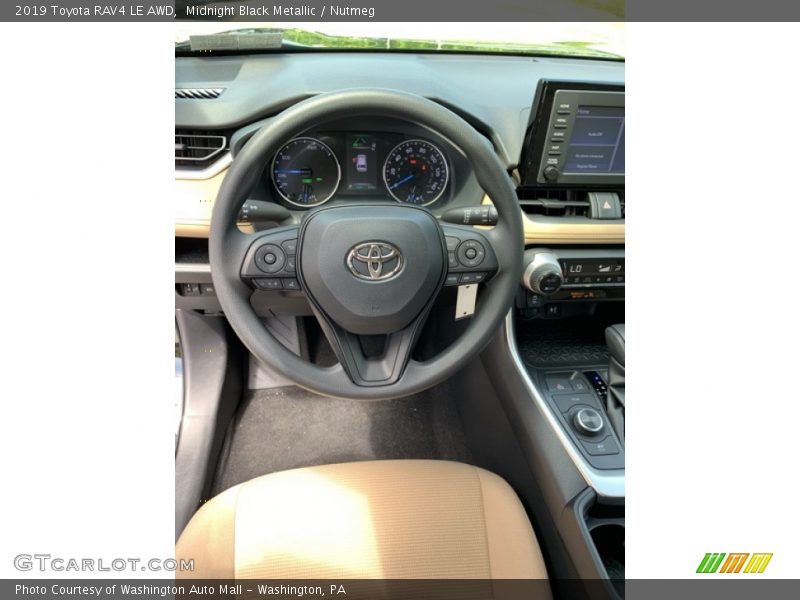 Midnight Black Metallic / Nutmeg 2019 Toyota RAV4 LE AWD