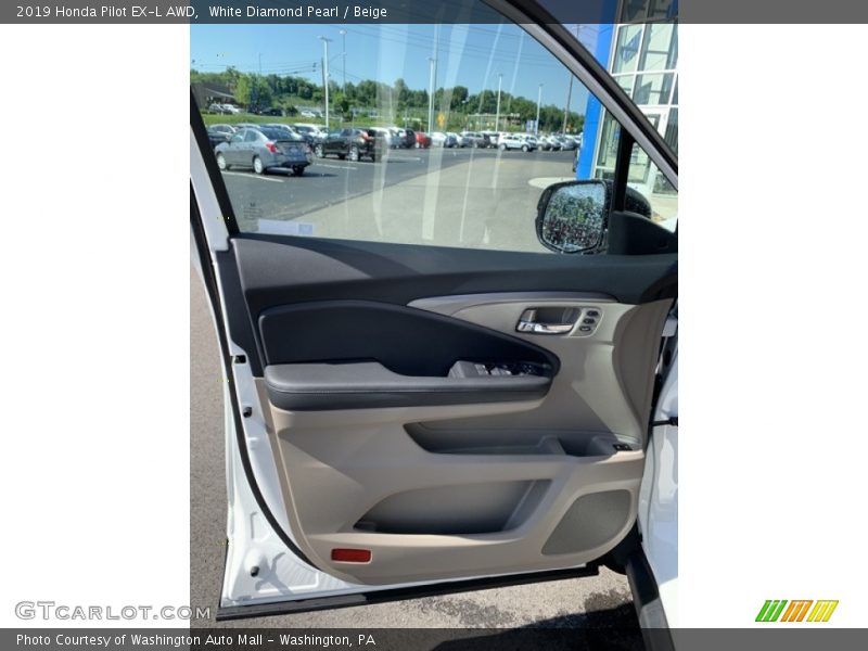 White Diamond Pearl / Beige 2019 Honda Pilot EX-L AWD