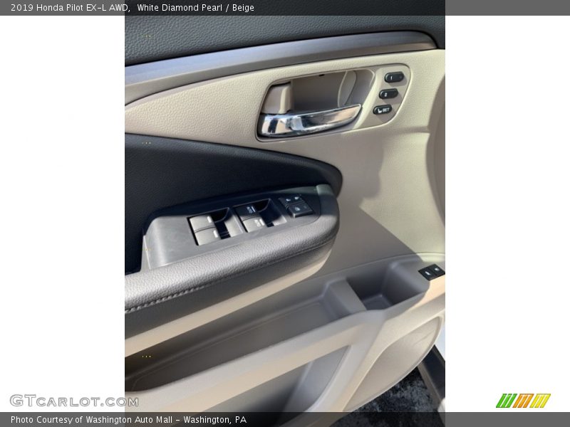 White Diamond Pearl / Beige 2019 Honda Pilot EX-L AWD