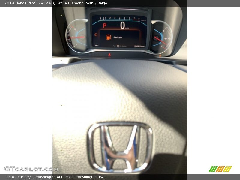 White Diamond Pearl / Beige 2019 Honda Pilot EX-L AWD