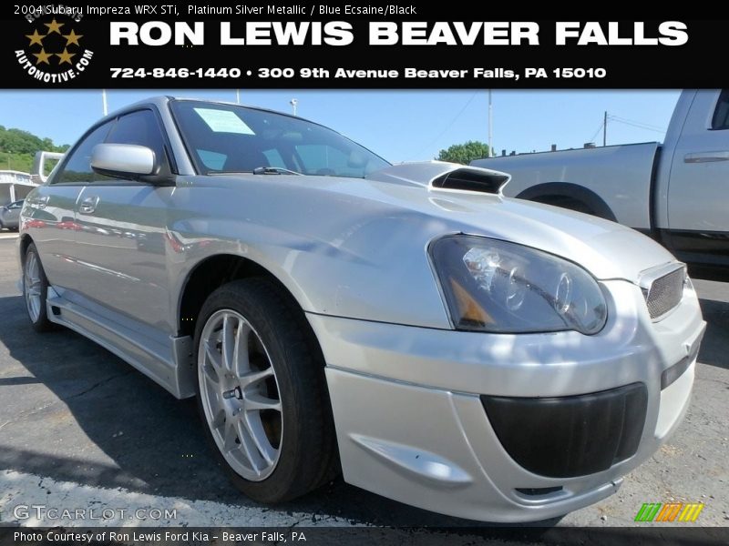 Platinum Silver Metallic / Blue Ecsaine/Black 2004 Subaru Impreza WRX STi