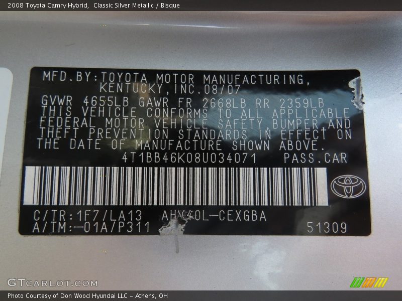 Classic Silver Metallic / Bisque 2008 Toyota Camry Hybrid