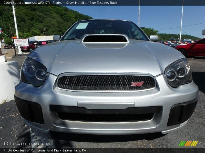 Platinum Silver Metallic / Blue Ecsaine/Black 2004 Subaru Impreza WRX STi