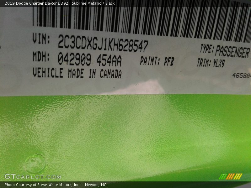 Sublime Metallic / Black 2019 Dodge Charger Daytona 392