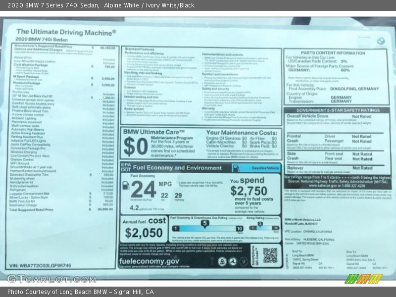 Alpine White / Ivory White/Black 2020 BMW 7 Series 740i Sedan
