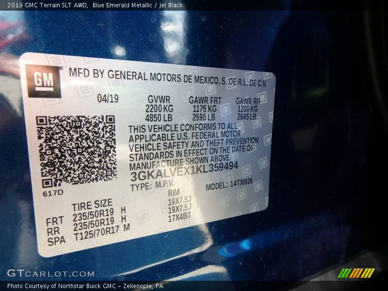 Blue Emerald Metallic / Jet Black 2019 GMC Terrain SLT AWD