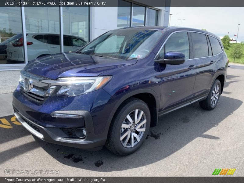Obsidian Blue Pearl / Gray 2019 Honda Pilot EX-L AWD