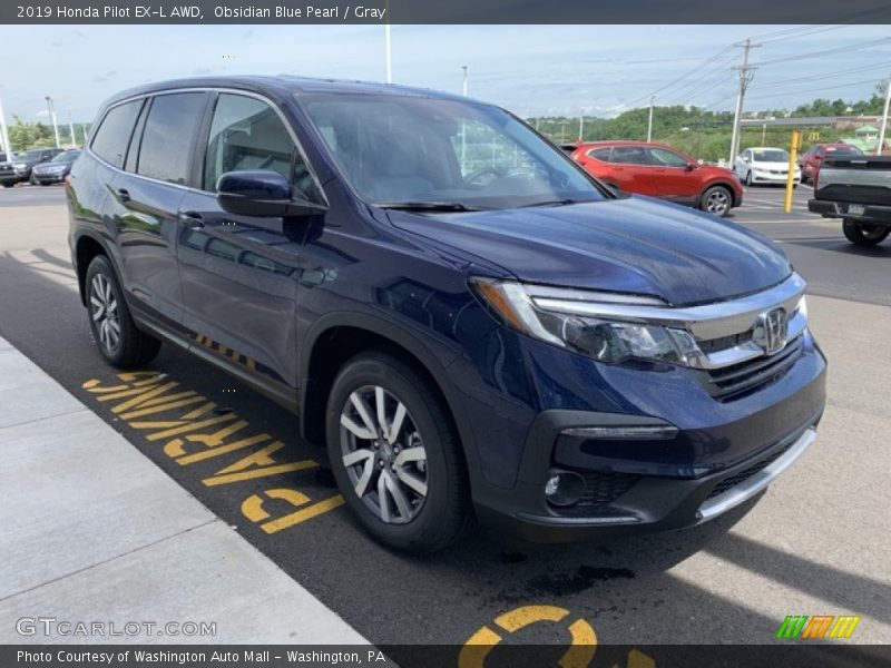 Obsidian Blue Pearl / Gray 2019 Honda Pilot EX-L AWD