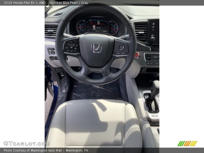 Obsidian Blue Pearl / Gray 2019 Honda Pilot EX-L AWD