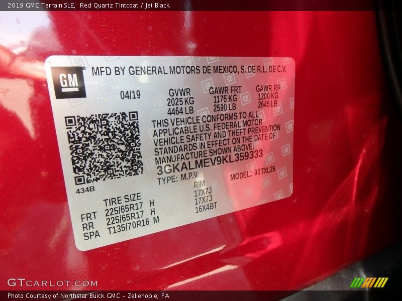Red Quartz Tintcoat / Jet Black 2019 GMC Terrain SLE