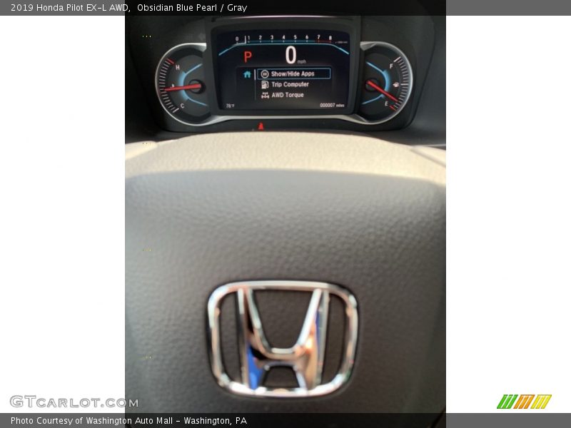 Obsidian Blue Pearl / Gray 2019 Honda Pilot EX-L AWD