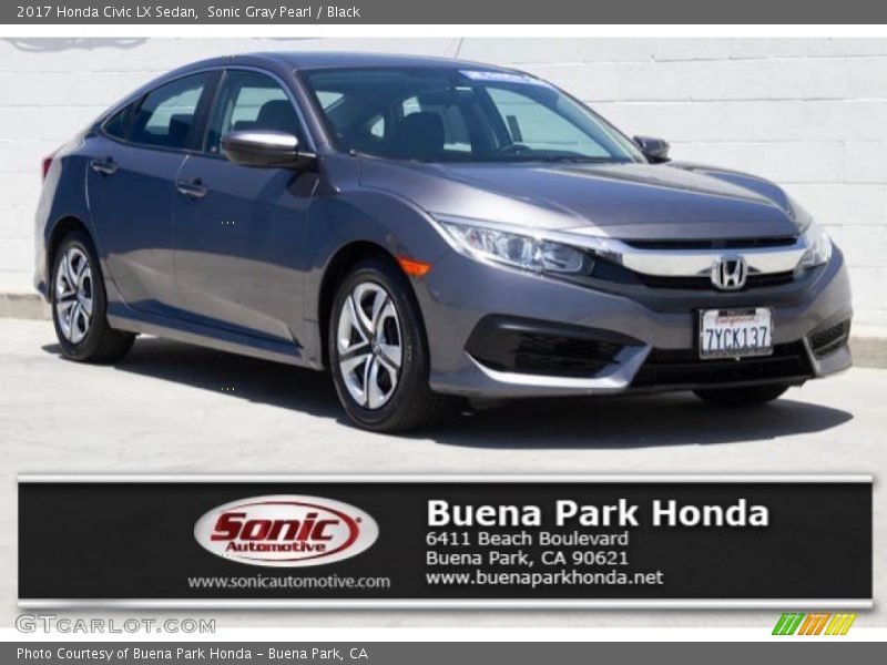 Sonic Gray Pearl / Black 2017 Honda Civic LX Sedan