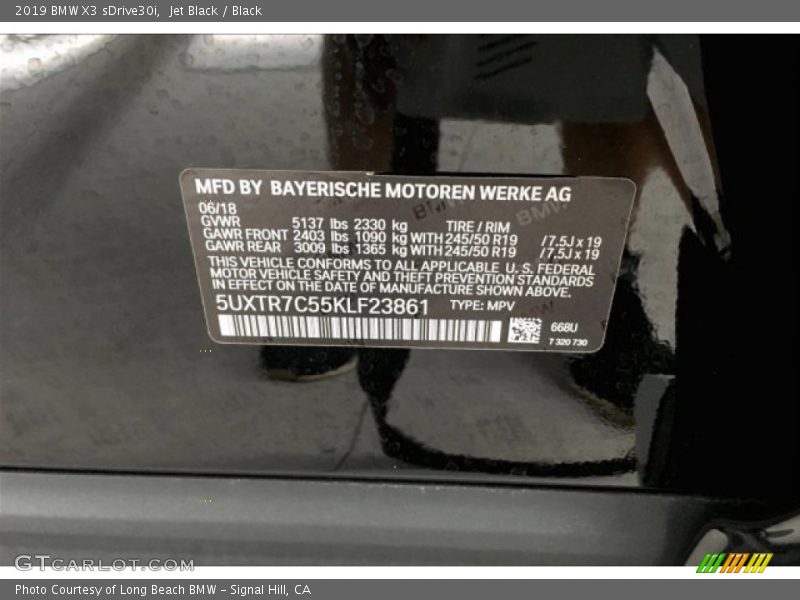 Jet Black / Black 2019 BMW X3 sDrive30i