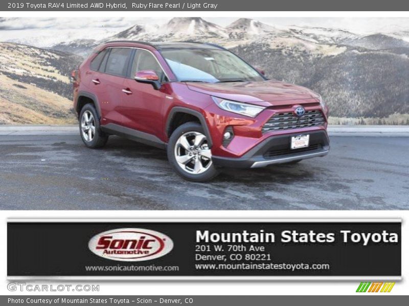 Ruby Flare Pearl / Light Gray 2019 Toyota RAV4 Limited AWD Hybrid