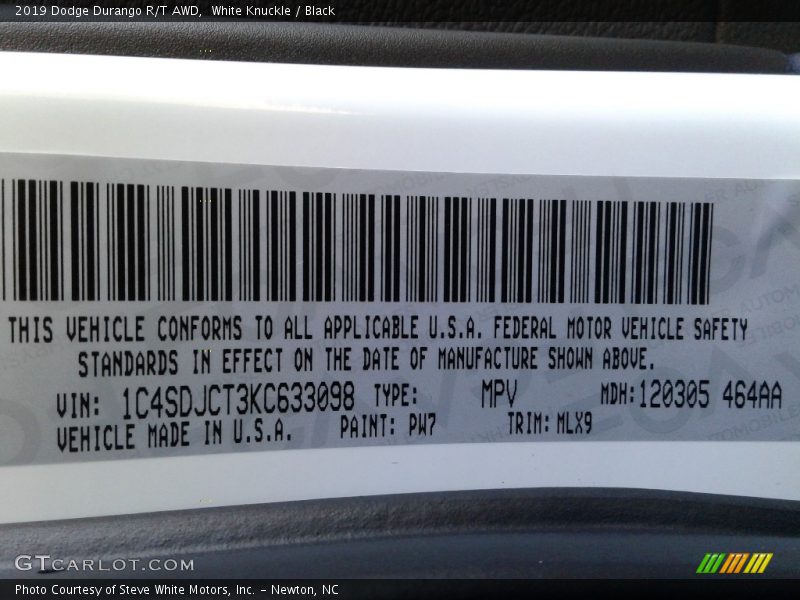 White Knuckle / Black 2019 Dodge Durango R/T AWD