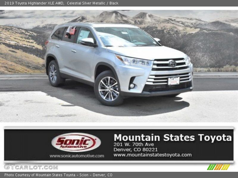 Celestial Silver Metallic / Black 2019 Toyota Highlander XLE AWD
