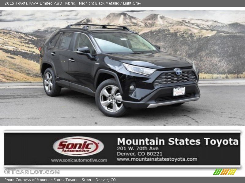 Midnight Black Metallic / Light Gray 2019 Toyota RAV4 Limited AWD Hybrid