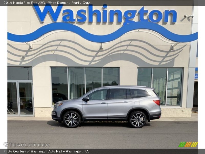 White Diamond Pearl / Gray 2019 Honda Pilot Elite AWD