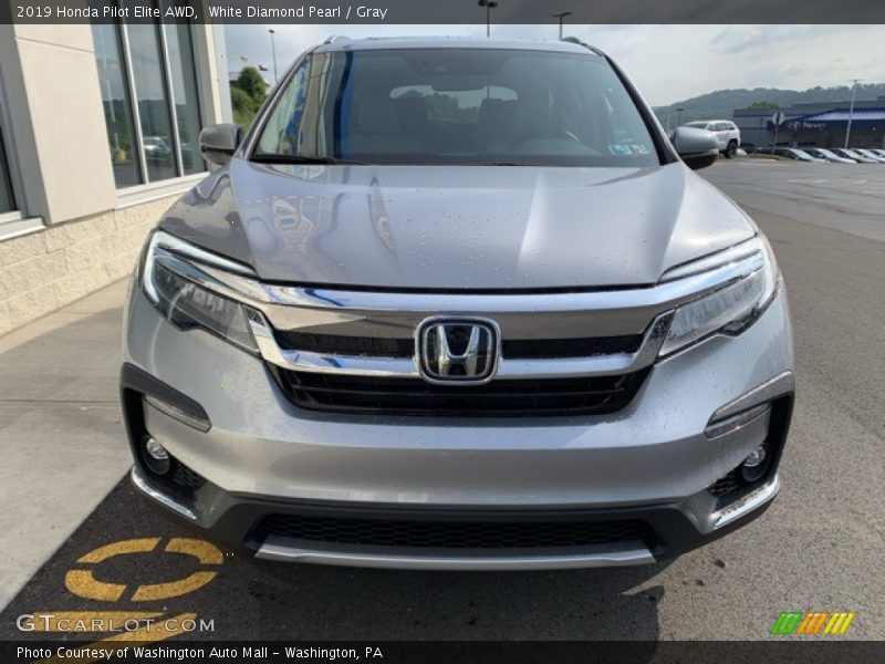 White Diamond Pearl / Gray 2019 Honda Pilot Elite AWD