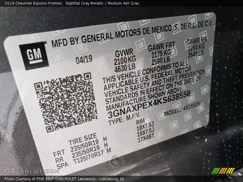 Nightfall Gray Metallic / Medium Ash Gray 2019 Chevrolet Equinox Premier